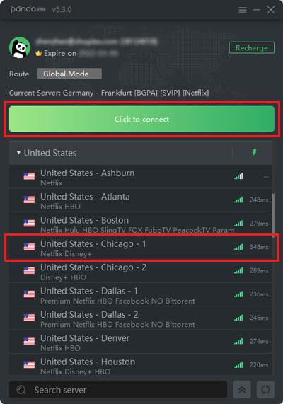 Connect to a server in the US, or whichever country’s Netflix you’d like to watch