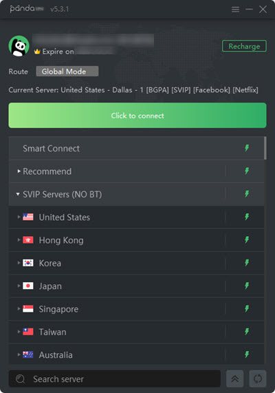 PandaVPN Pro's SVIP Servers