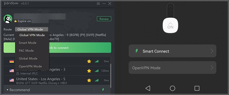 VPN Mode of PandaVPN