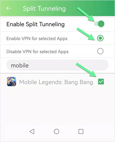 Only enable VPN for MLBB
