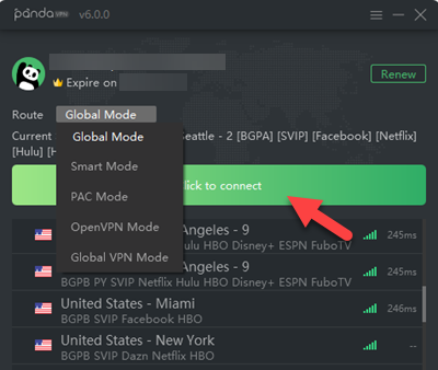 Connect to PandaVPN