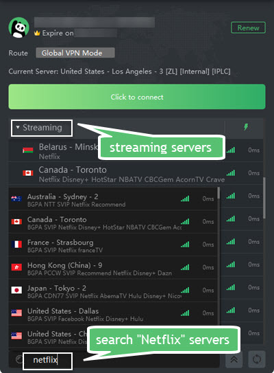 PandaVPN Netflix Servers
