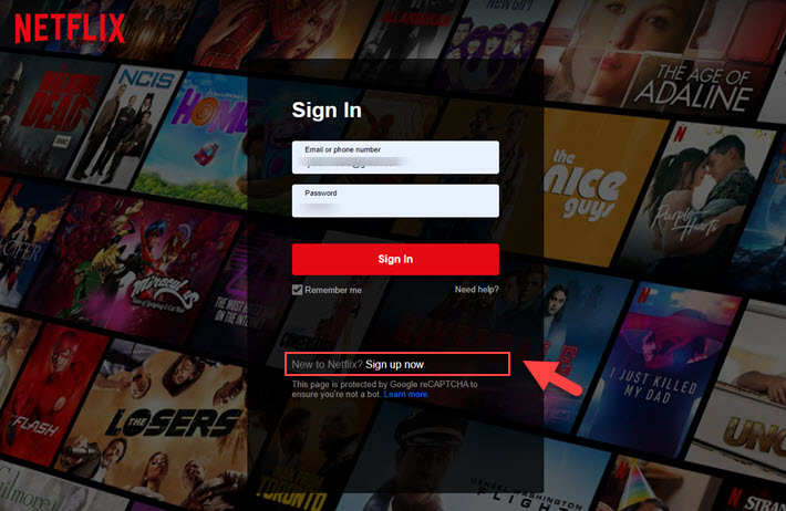 Log in Netflix