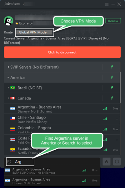 Argentina Server of PandaVPN
