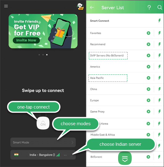 PandaVPN for Android - India Servers