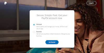  PayPal 选择 “Personal” 个人帐户